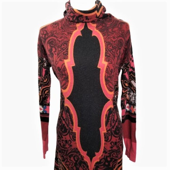 Etro Dresses & Skirts - ETRO Black Paisley Wool Cashmere Turtleneck Dress